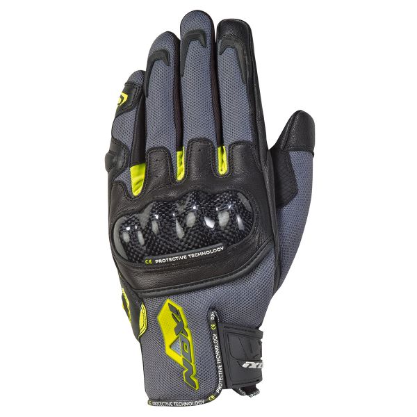 Motorcycle Gloves Ixon RS Rise Air Black Grey Bright Yellow Motorcycle Gloves Ixon RS Rise Air Black Grey Bright Yellow