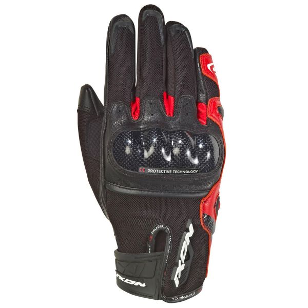 Motorcycle Gloves Ixon RS Rise Air Black Red Motorcycle Gloves Ixon RS Rise Air Black Red
