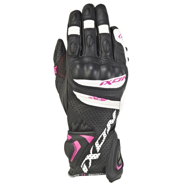 Motorcycle Gloves Ixon Rs Tempo Air Lady Black White Fuchsia