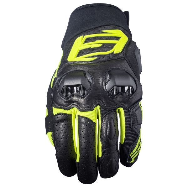 Motorcycle Gloves Five SF3 Black Yellow Neon