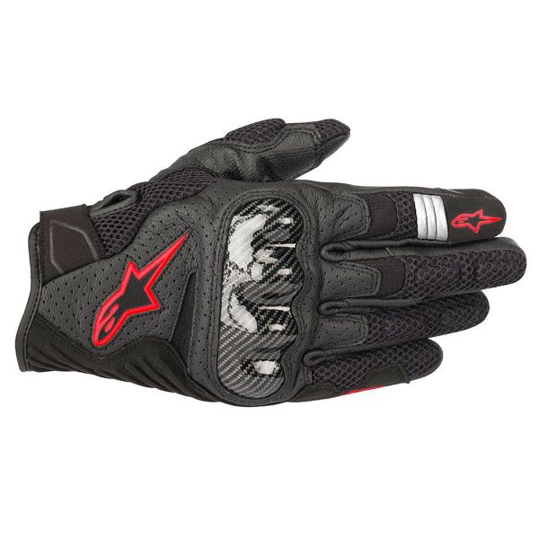 Motorcycle Gloves Alpinestars SMX-1 Air V2 Black Red Fluo