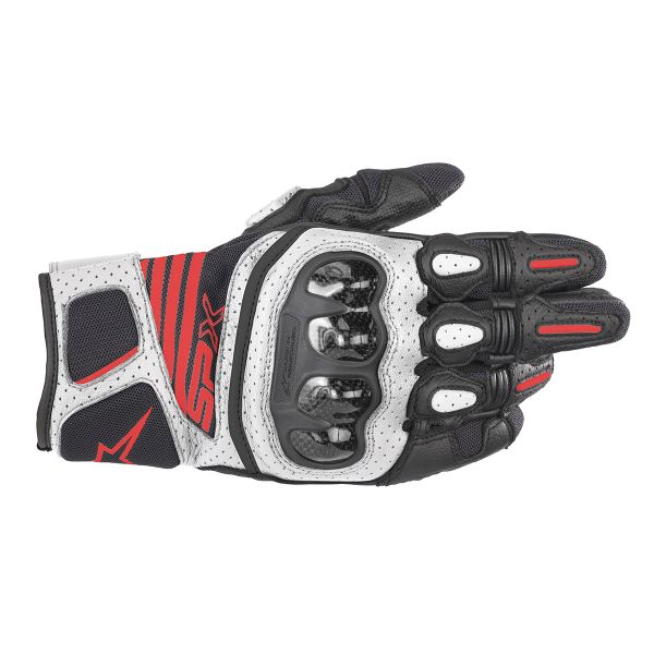 Motorcycle Gloves Alpinestars SP X Air Carbon V2 Black White Red Fluo