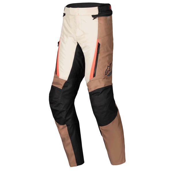 Motorcycle Trousers Alpinestars ST-1 Waterproof Pants Dark Khaki Sand Black Red Fluo