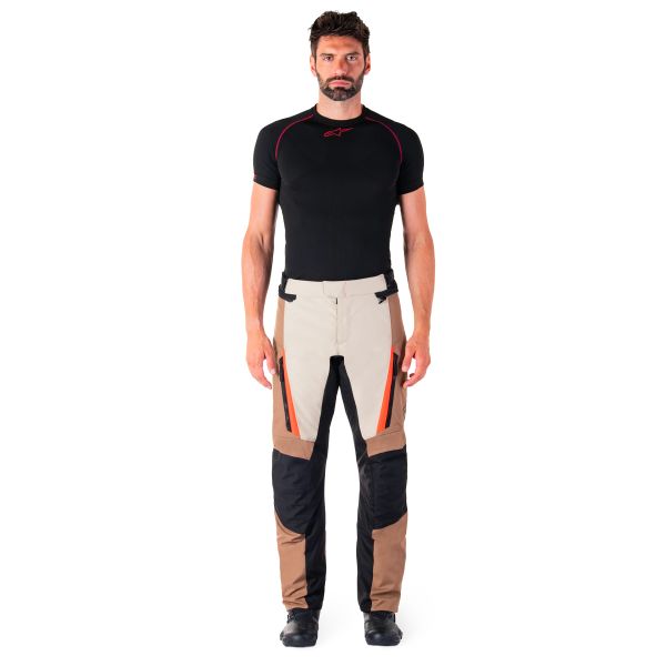 Alpinestars ST-1 Waterproof Pants Dark Khaki Sand Black Red Fluo