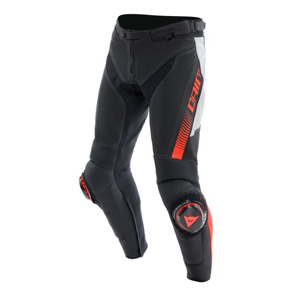 Motorcycle Trousers Dainese Super Speed Perforated Pants Black White Red Fluo