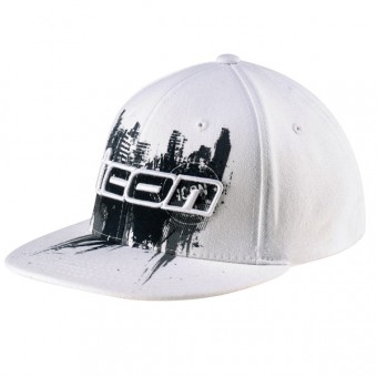 Motorcycle Caps ICON Abrasion Flatbill Hat White
