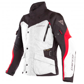 Motorcycle Coats Dainese Tempest 2 D-Dry Light Grey Black Tour Red