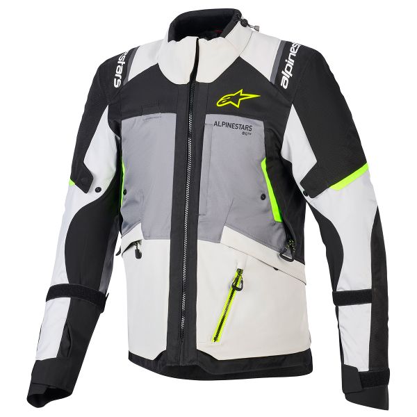 Motorcycle Coats Alpinestars Andes V4 Drystar Dark Gray Ice Gray Black Yellow Fluo