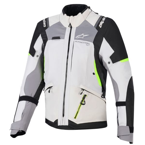 Motorcycle Coats Alpinestars Stella Andes V4 Drystar Ice Gray Dark Gray Black Yellow Fluo