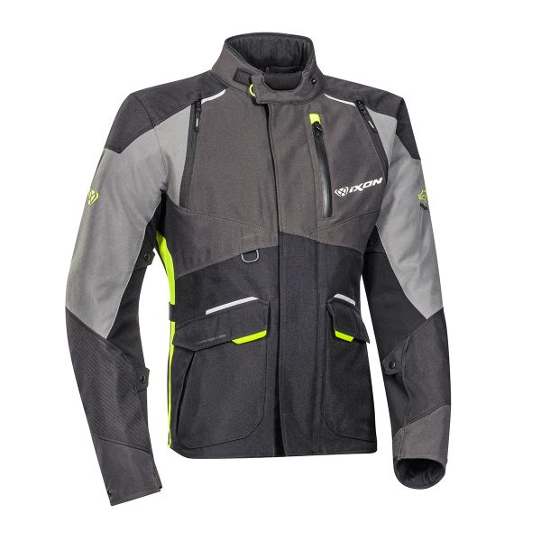 Motorcycle Coats Ixon Balder Black Grey Bright Yellow