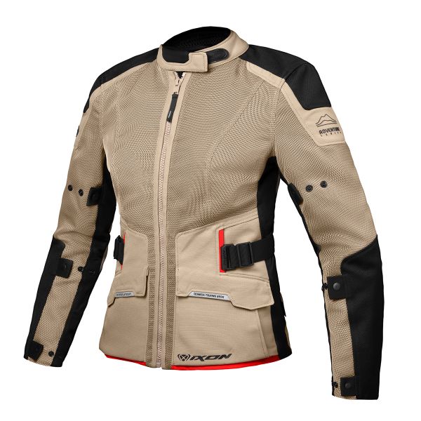Motorcycle Coats Ixon M-Njord Lady Sand Black Red
