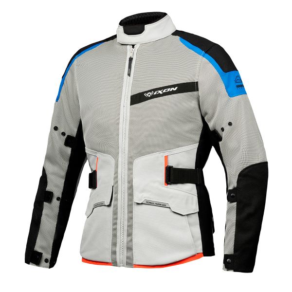 Motorcycle Coats Ixon M-Njord Light Grey Blue Bright Red