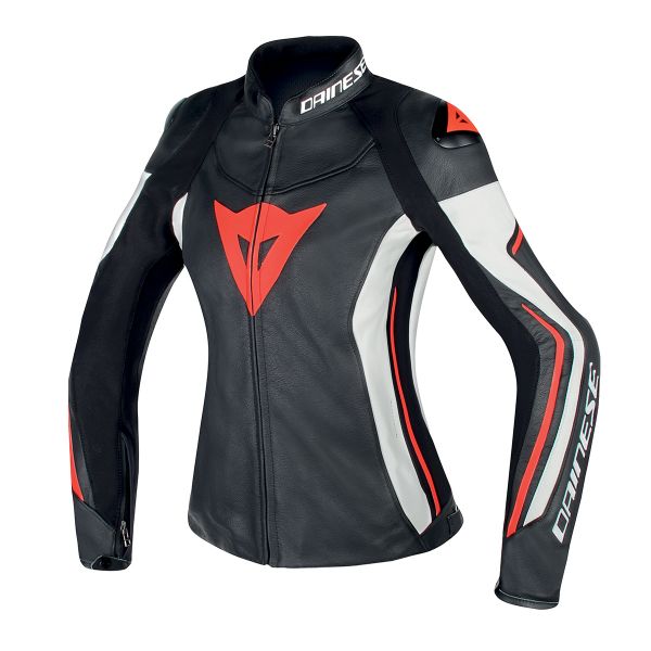 Motorcycle Jackets Dainese Assen Lady Black White Red Fluo