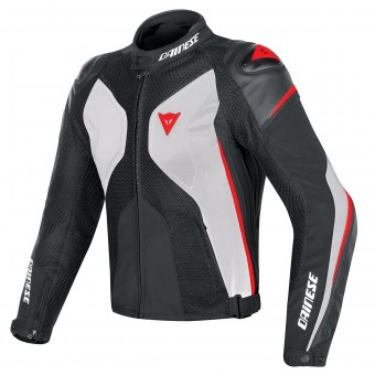 Motorcycle Jackets Dainese Super Rider Perf Black White Red Fluo