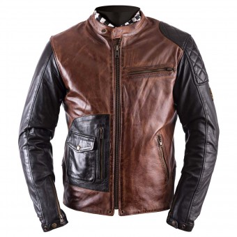 Motorcycle Jackets Helstons Fuel Dirt Track Leather Rag Camel Black