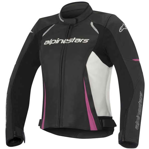 Motorcycle Jackets Alpinestars Stella Devon Leather Black White Fuchsia