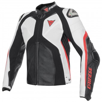 Motorcycle Jackets Dainese Super Rider Black White Red Fluo