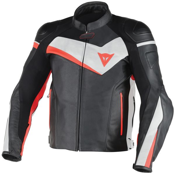 Motorcycle Jackets Dainese Veloster Black White Red Fluo