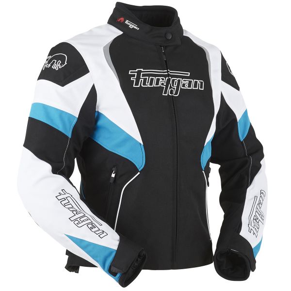 Motorcycle Jackets Furygan Xenia Black White Turquoise