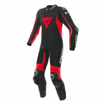 Leather Motorcycle Suits Dainese D-Air Racing Misano Black Fluo Red