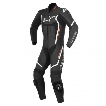 Leather Motorcycle Suits Alpinestars Motegi V2 Black White Red Fluo