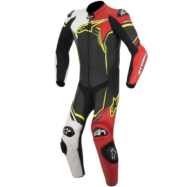 Leather Motorcycle Suits Alpinestars GP Plus Leather Suit Black White Red Yellow Fluo