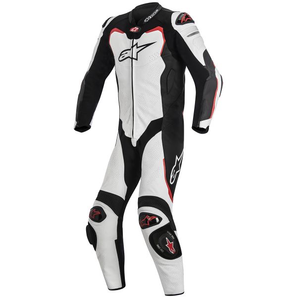 Leather Motorcycle Suits Alpinestars GP PRO Tech Air Bag Compatible White Black Red