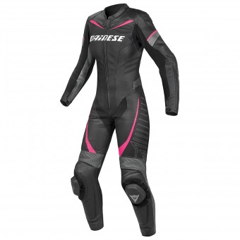 Leather Motorcycle Suits Dainese Racing P. Lady Black Anthracite Fuchsia