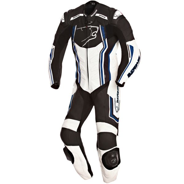 Leather Motorcycle Suits Bering Supra-R Black White Blue