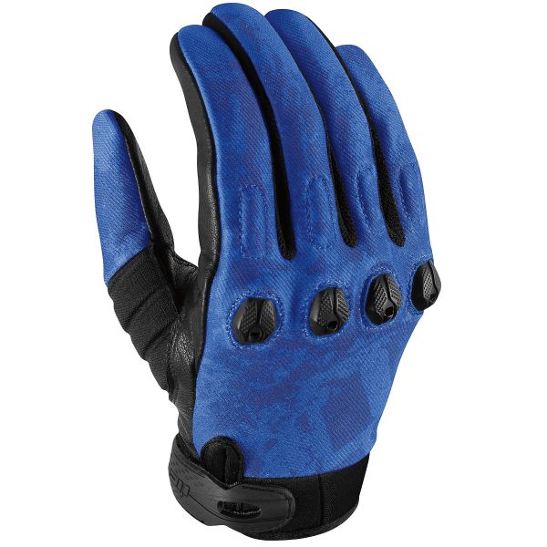Motorcycle Gloves ICON Etched Blue