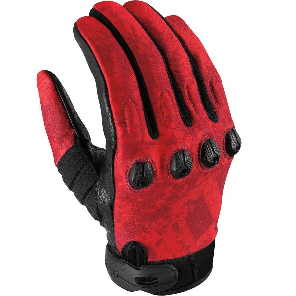 Motorcycle Gloves ICON Etched Red