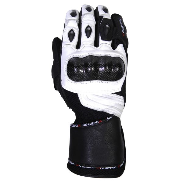 Motorcycle Gloves V'Quattro Bandit Black White