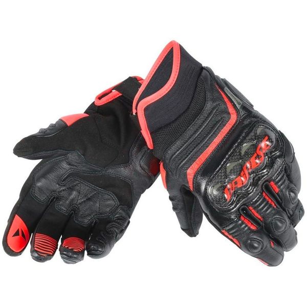 Motorcycle Gloves Dainese Carbon D1 Short Black Red Fluo Motorcycle Gloves Dainese Carbon D1 Short Black Red Fluo