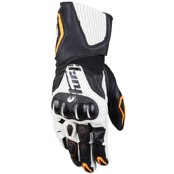Motorcycle Gloves Furygan FIT-R Black White Orange Fluo