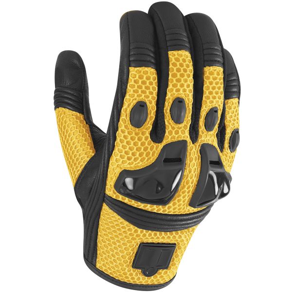 Motorcycle Gloves ICON Justice Mesh Yellow