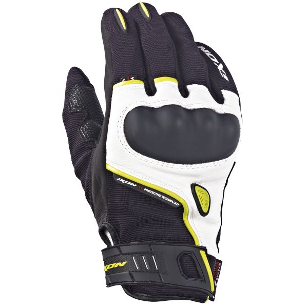 Motorcycle Gloves Ixon RS GRIP HP Black White Bright Yellow