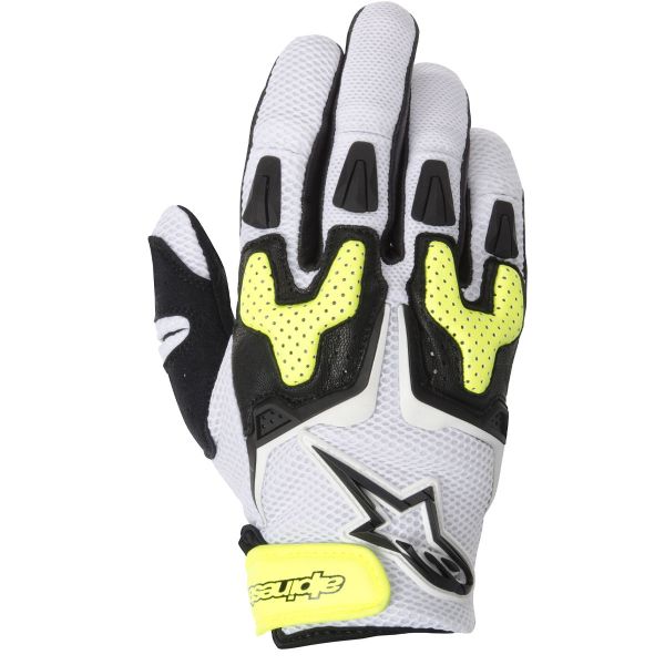 Motorcycle Gloves Alpinestars SMX-3 Air White Black Yellow Fluo