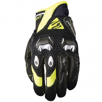 Motorcycle Gloves Five Stunt Evo Airflow Black Yellow Fluo