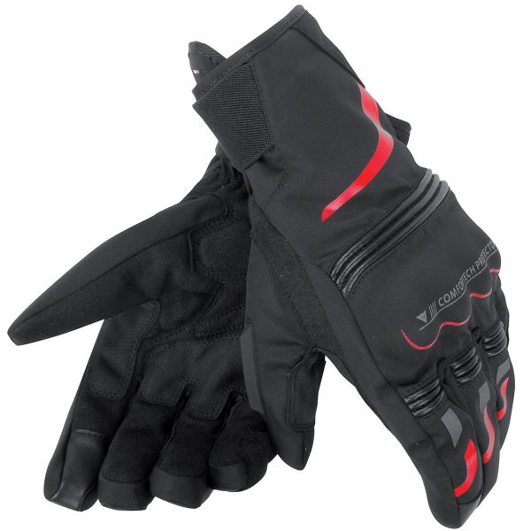 Motorcycle Gloves Dainese Tempest Unisex D-Dry Short Black Red