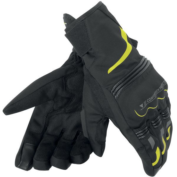 Motorcycle Gloves Dainese Tempest Unisex D-Dry Short Black Yellow