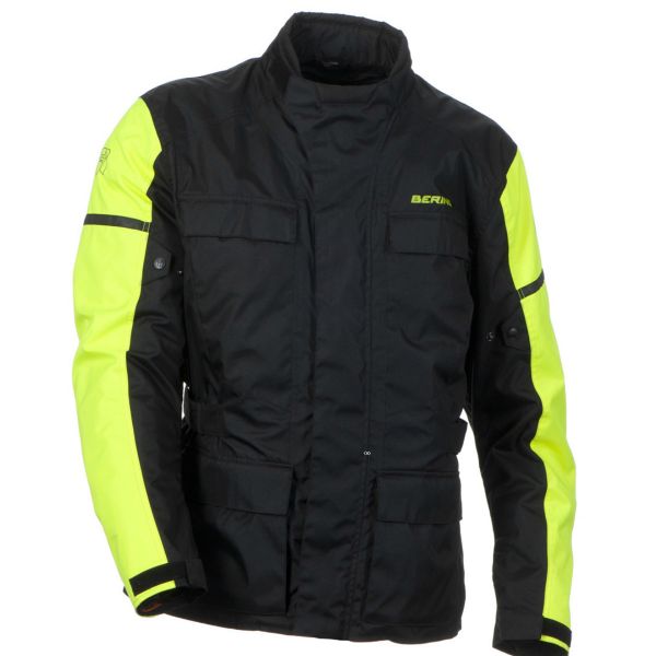 Motorcycle Coats Bering Absolute Black Yellow Fluo
