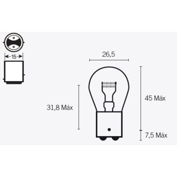 Light bulbs Tecnium Bulb S25 12V/21/5W BAY15D base