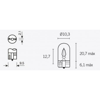 Light bulbs Tecnium T10 12V/3W bulb with W21X9.5D base