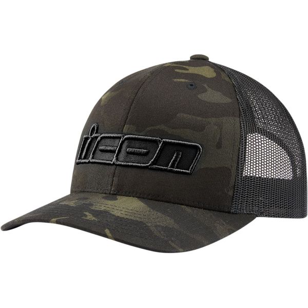 Motorcycle Caps ICON MC Punch Hat Black Camo Motorcycle Caps ICON MC Punch Hat Black Camo