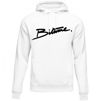 Motorcycle Hoodie 100% Bitume Hoodie Signature Big White