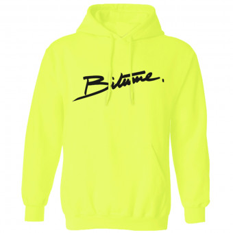 Motorcycle Hoodie 100% Bitume Hoodie Signature Big Yellow Fluo