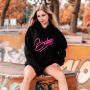 Motorcycle Hoodie 100% Bitume Art Letter Black Neon Pink Hoodie