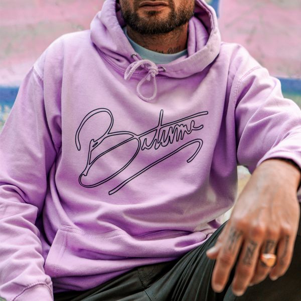 100% Bitume Art Letter Lavender Black Hoodie