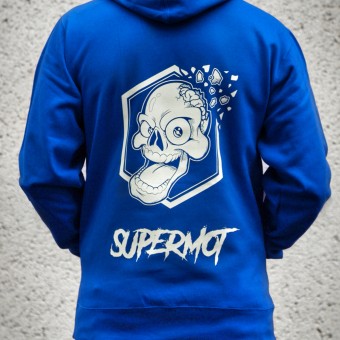 Motorcycle Hoodie Kikaninac Sweat Hoodie Supermot Skull Blue