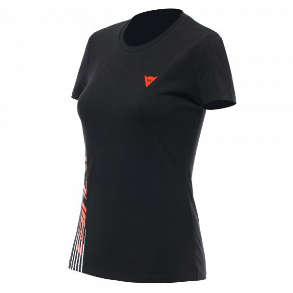 Motorcycle T-Shirts Dainese Logo Lady Black Fluo Red Motorcycle T-Shirts Dainese Logo Lady Black Fluo Red